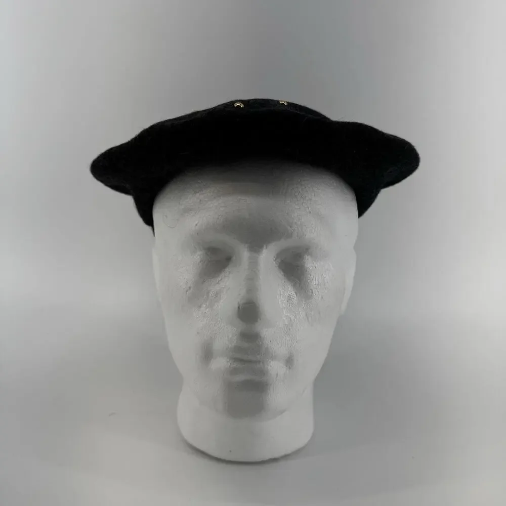Vintage Beret Grey Wool PRT Ultrabasque Made in Czechoslovakia Gold Studded - Picture 4 of 8